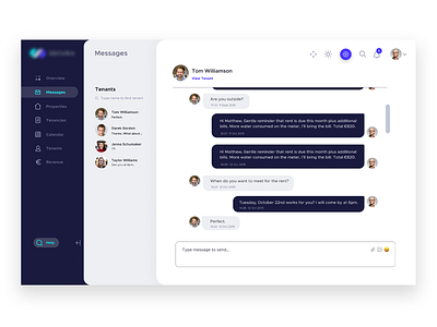 Dashboard Interface Design - Messages