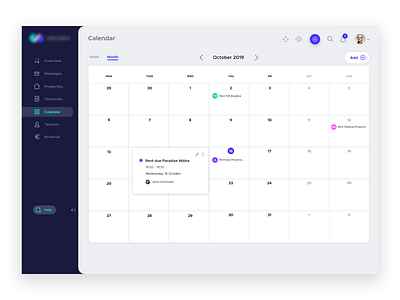 Dashboard UI - Calendar by Sasha Shumara on Dribbble