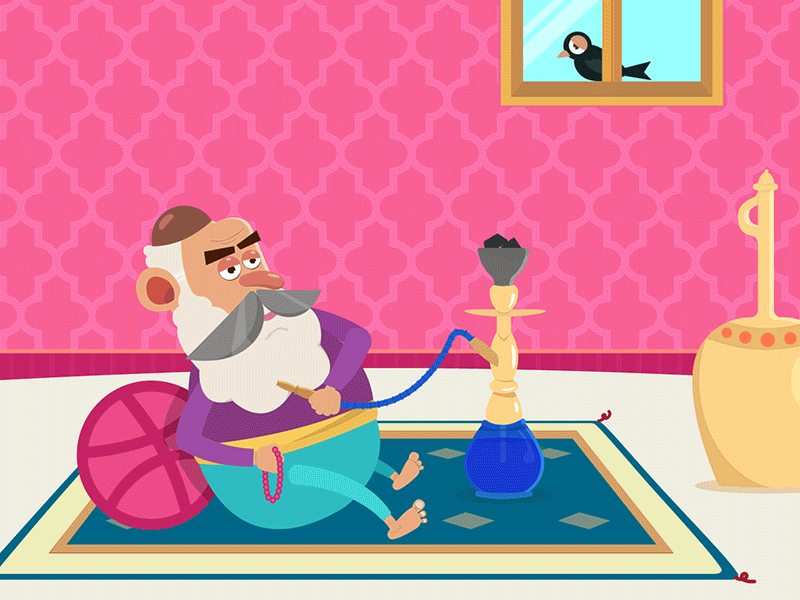Hello Dribbbble 2d animation cartoon flat hello dribbble hookah illustration iran persia persian shisha vector