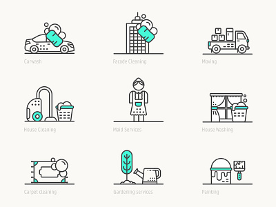 Home service app icon pack app appicon carwash gardening home icon icon pack iconset laundry maid painting ui