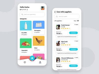 Regular delivery of milk and other product to people daily adobexd app app design colorful cow daily challange dailyui design distance home milky mobile price tutorial ui uidesign
