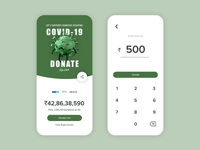 Donate for covid-19 amount app bank charity clean corona covid19 design donate help ios mobile transfe ui ux