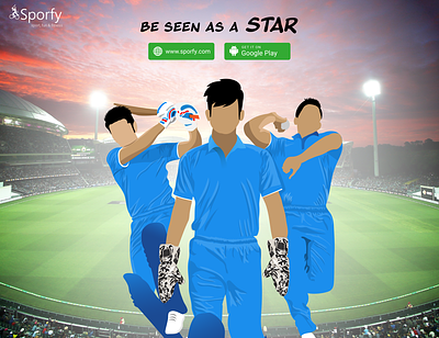 Cricket - Be seen as a STAR app branding cricket design dribbleartist first flat identity illustration illustrator poster a day poster challenge star ui ux vector web website