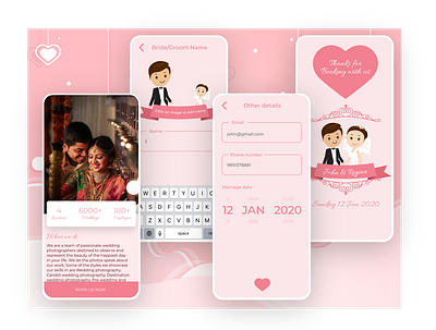 wedding photography booking book booking choose date email forms love mobile app ui wedding