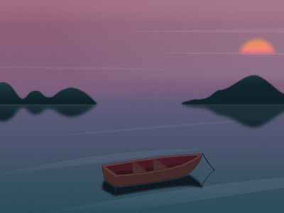 lonely boat illustration