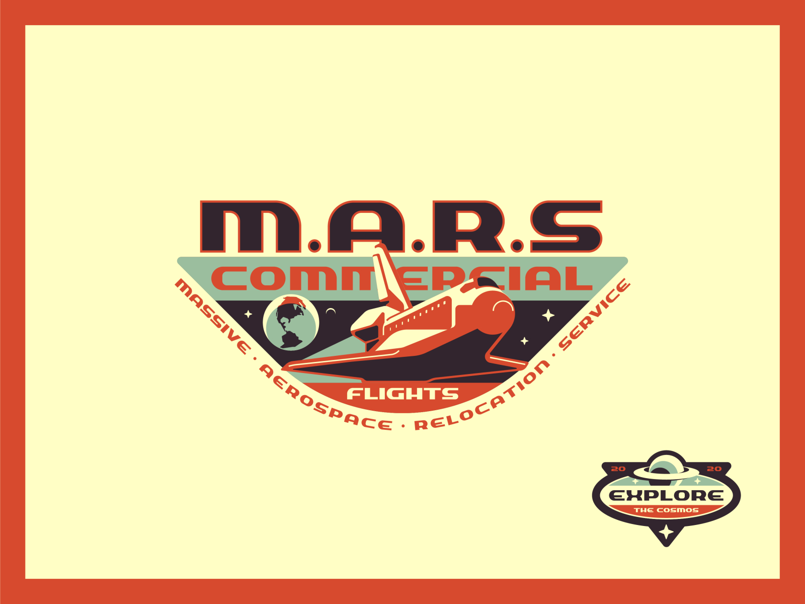 M.A.R.S badge icon shuttle space type typography