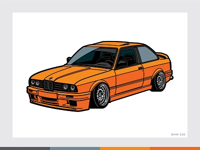 Tang E30 bmw cars e30 illustration vector