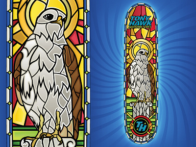Tony Hawk action sports bird skate skateboard stained glass tony hawk
