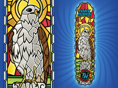 Tony Hawk action sports bird skate skateboard stained glass tony hawk