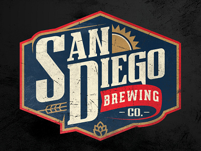 SD Brew Co. beer branding business graphic logo ribbon sun treatment