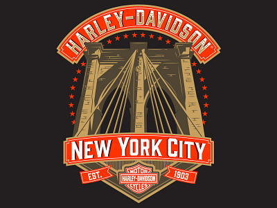 H-D Bridge bridge davidson design graphic harley new york tee
