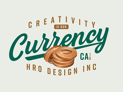 Creativity Is Our Currency badge coins money script type