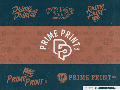 PrimePrint Co. Logo branding graphic logo logotype monogram script