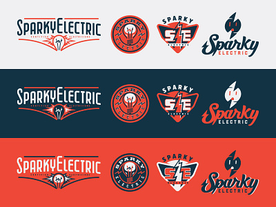 Sparky Electric Logos bolt branding electric electricians lightbulb logo sparky