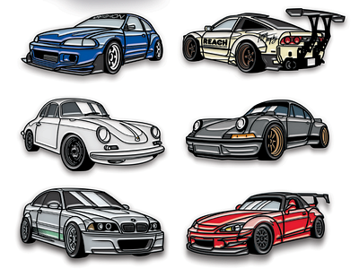 Car Illustration Pins cars illustrator mock up photoshop racing vector