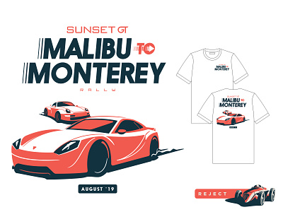 Malibu To Monterey 03 branding car rally cars illustration