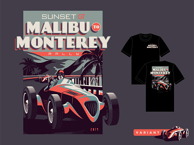 Malibu To Monterey 02 branding car rally cars illustration vintage