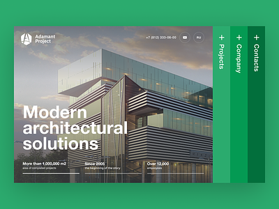 Adamant Project - Website architecture company design developer green homepage project webdesign website