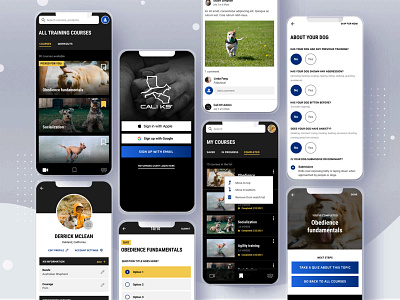 CaliK9 - Dog Training App 3d app branding design dog dog training app flat graphic design icon illustration logo minimal mobile app mobile app design screens training app typography ui ux vector