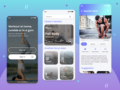 Workout App 3d best branding classes clubs design fitness app graphic design gym logo mobile app mobile app design ui uiux ux vector wireframes workout workout app