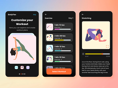Yoga app : Concept 3d best branding design figma fitness graphic design illustrator logo mobile app mobile app design track ui uiux ux vector wireframes xd yoga yoga app