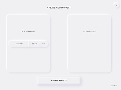 Neumorphism "Create Project" UI Concept branding design ui ux vector
