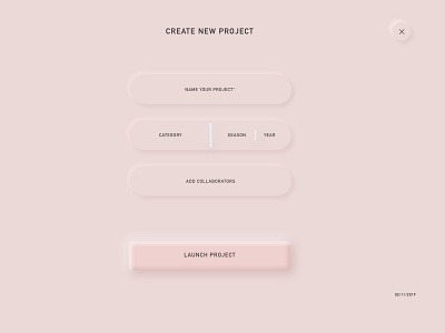Neumorphism "Create Project" UI Concept -- Pastel Pink cute design minimal neumorphism ui ux
