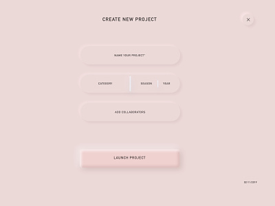 Neumorphism "Create Project" UI Concept -- Pastel Pink cute design minimal neumorphism ui ux