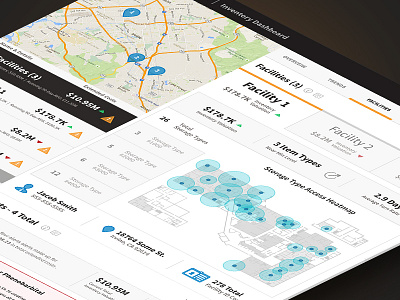 Inventory Access - Heat Map application clean dashboard facilities flat heatmap inventory locations map tabs ui ux