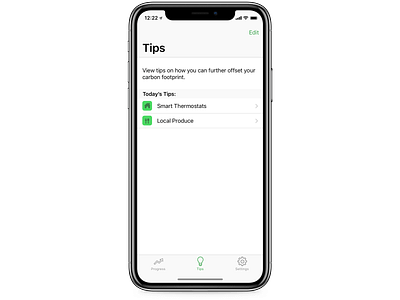 Positive Impacts - Tips Page environmental ios app sketchapp user interface design
