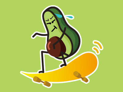 Avocado emoticon icon illustration