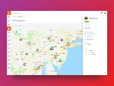 Element451 - Prospects451 app crm dashboard dashboard app education flat location based map markers prospect prospects ui ux web