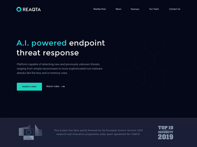 ReaQta Website - Homepage animation cybersecurity hero saas website