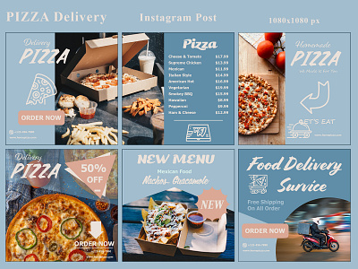 Pizza Instagram Post delivery design food pizza restaurant