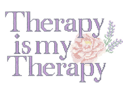 Therapy! cross stitch illustraion mental health procreate typography