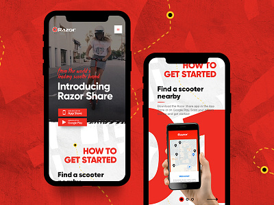 Razor Share app community hand drawn illustration innovative modern razor riding scooter share