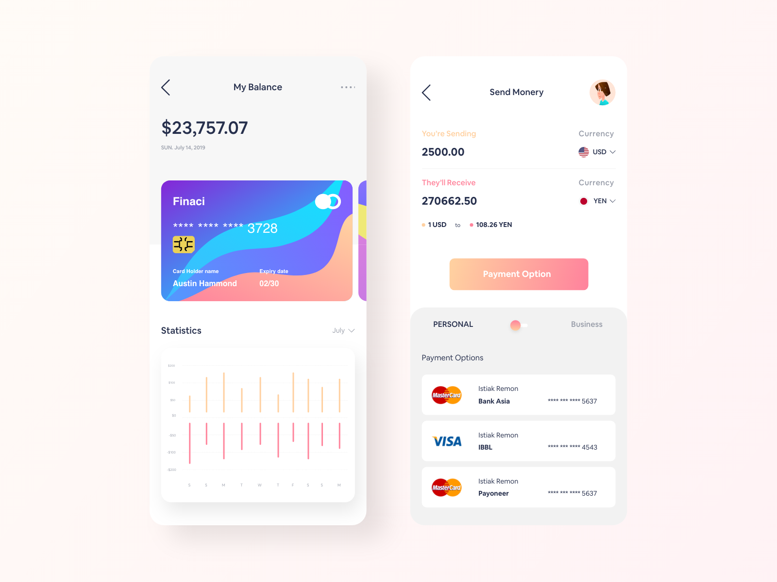 Wallet Activity App UI Volume 2 by Istiak Mahmud Remon on Dribbble