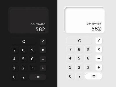 Neumorphic Calculator black and white calculator neumorphic neumorphism neumorphism ui simple ui