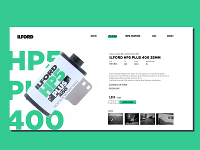 ECommerce Page : Ilford design ecommerce green monochrome photography ui website