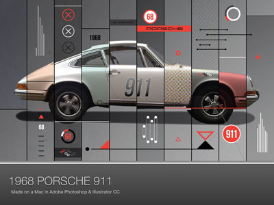 1968 Porsche 911 branding graphic design vector art illustration logos