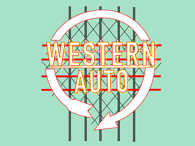 Western Auto art design flat illustration kansascity vector