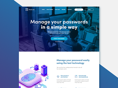 05. Security Landing Page Concept app blue clean design flat icon logo minimal typography ui ux vector web website