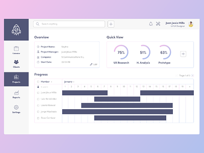 13. Minimal Project Management Dashboard Exploration clean dashboard minimal pink project management purple simple timeline ui ux