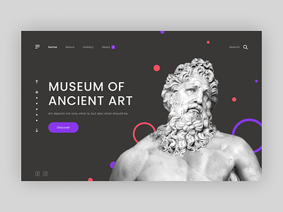 Museum of Ancient art ancient greek art branding design minimal museum museum of art promo statue typography ui web website