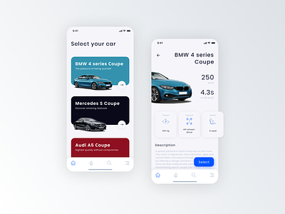 Car Rent app app app ui bmw car design icon minimal mobile rental ui ux