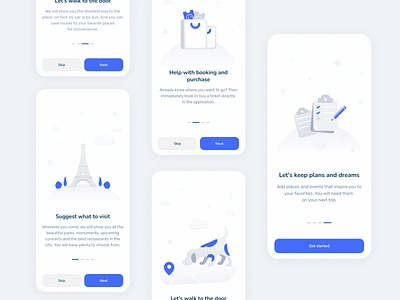 Travel app | Onboarding bag blue clear dog favourite graphic hound illustration landmark map minimal mobile navigation onboarding start screen travel ui vector