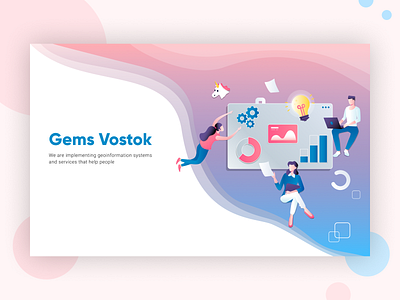 Gems Vostok - web site brand corporate design design flat illustration illustrator minimal promo typography ui vector web website