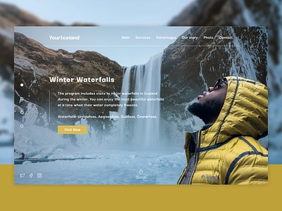 Your Iceland branding design iceland norway promo tourism typography ui waterfall web website winter yellow
