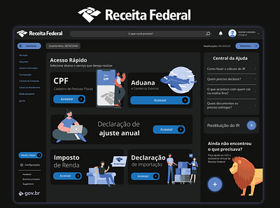 Receita Federal - Dark Mode Concept app brasil conceito design receitafederal redesign site site design ux web