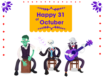 Happy 31st of October creole graphicdesign halloween halloween party holiday illustration monster party scary song spooky vampire vector